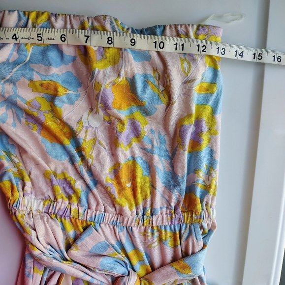 Rachel Pally strapless jumpsuit,pink With yellow flowers,pockets,modal,sz XS. - Picture 6 of 16